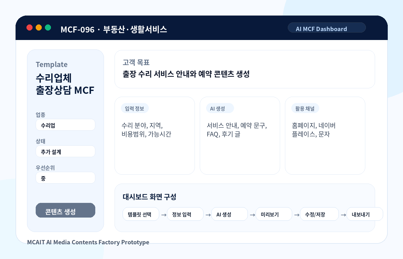 수리업체 출장상담 MCF AI MCF 프로토타입 이미지